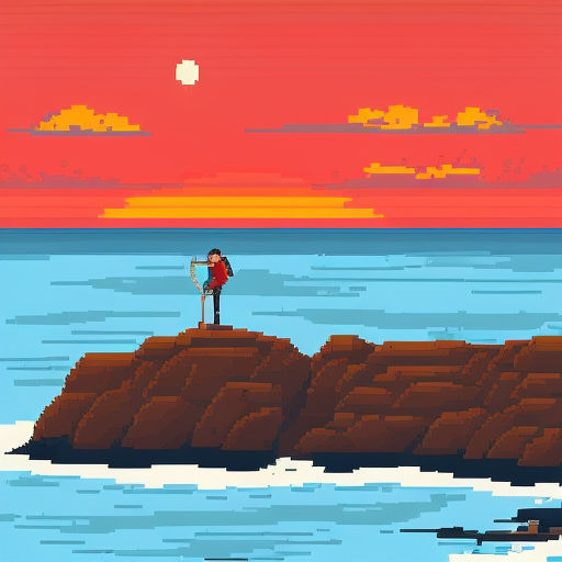 32x32 pixel art of a stout man overlooking the world