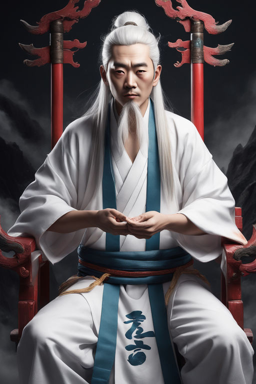 cartoon chinese emperor sitting