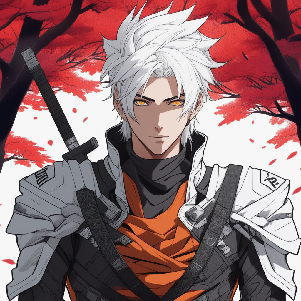 anime demon guy white hair