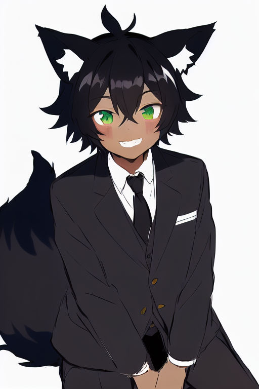 anime guy with wolf ears and tail