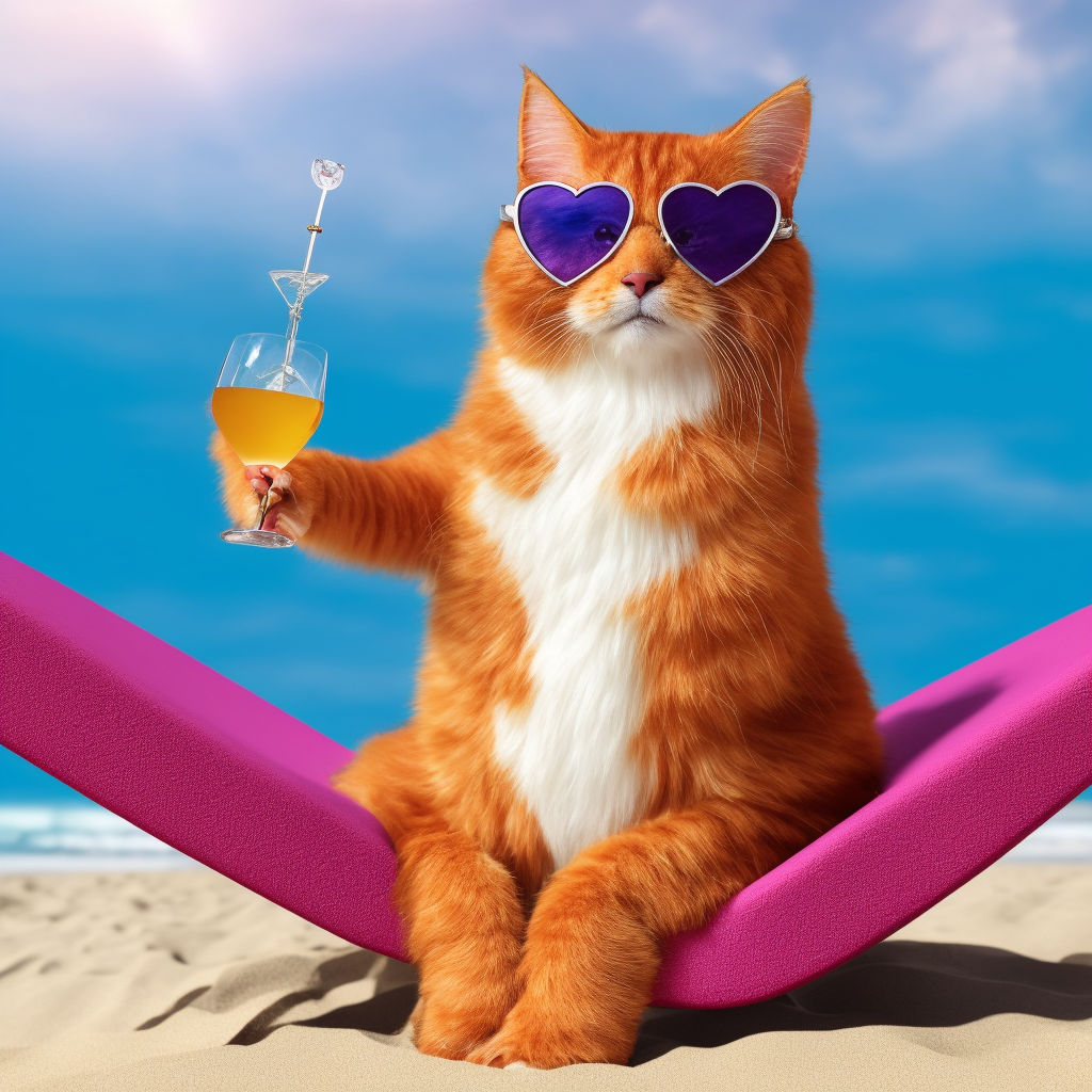 orange cat holding a glass of wine