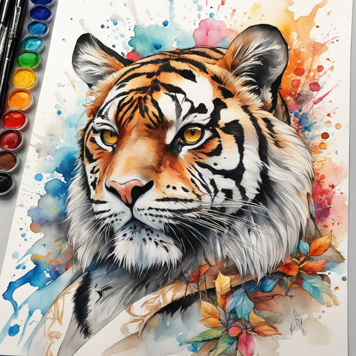 fierce white tiger drawing