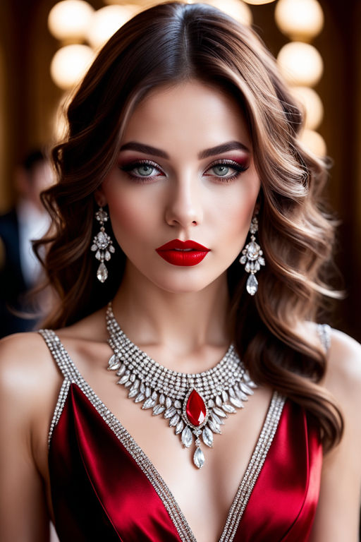 Red Lipstick And Heavy Makeup