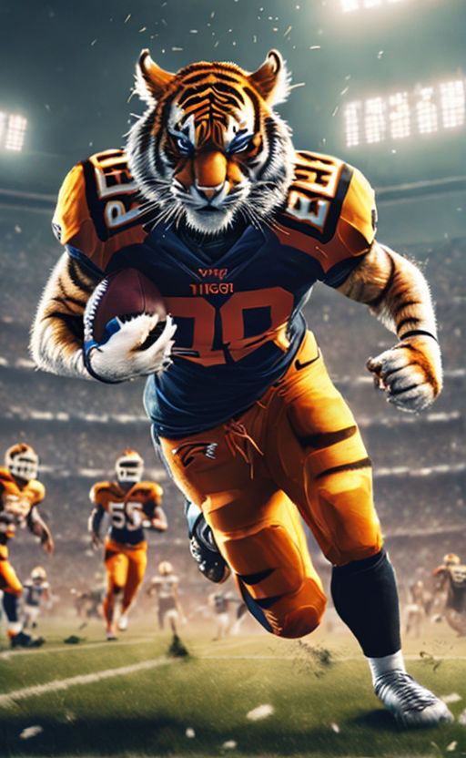 Denver Broncos American Football Player Crouching Fur 3D model