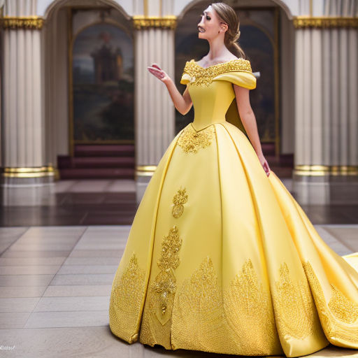 Disney Princess Girls Maxi/Full Length Festive/Wedding Dress (Yellow,  Sleeveless)