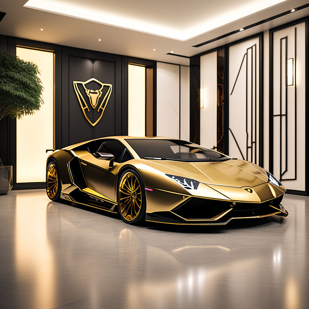 Opulent Mansion & Lamborghini Aventador, Luxe Lifestyle Showcase, AI Art  Generator