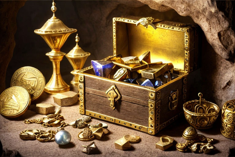 illustration of opened treasure chest full of gold coins and