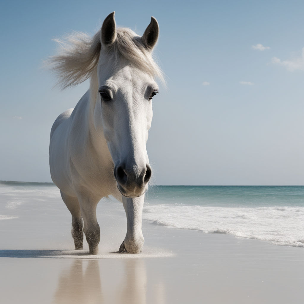 white horses on the beach