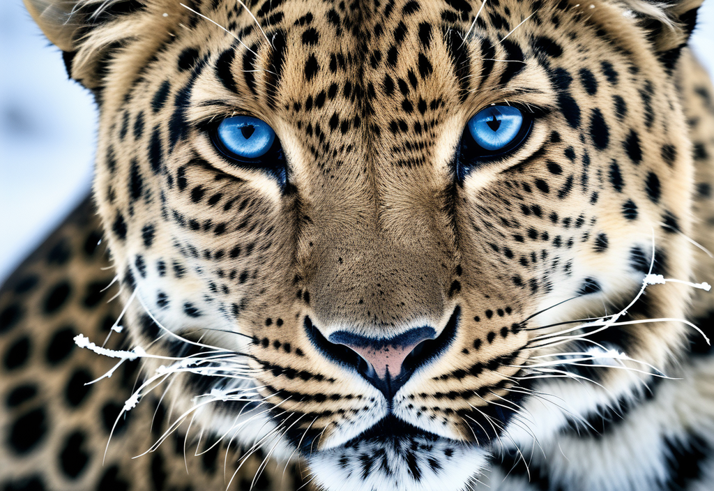 Premium Photo  A blue leopard with blue eyes sits in front of a