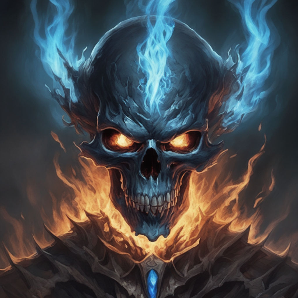 ghost rider skull blue flame