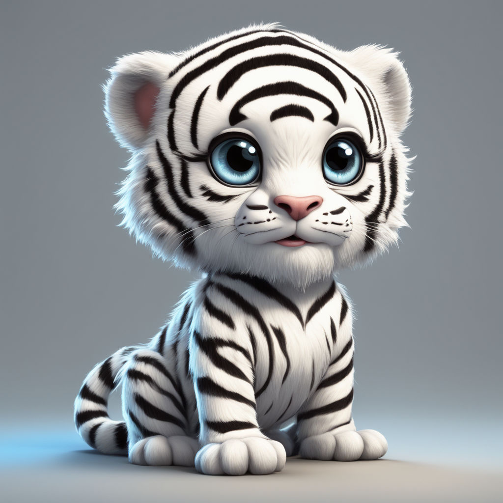 baby white tiger cartoon