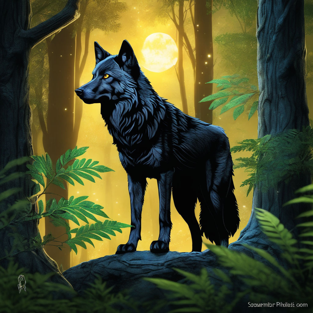 black wolf yellow eyes drawing