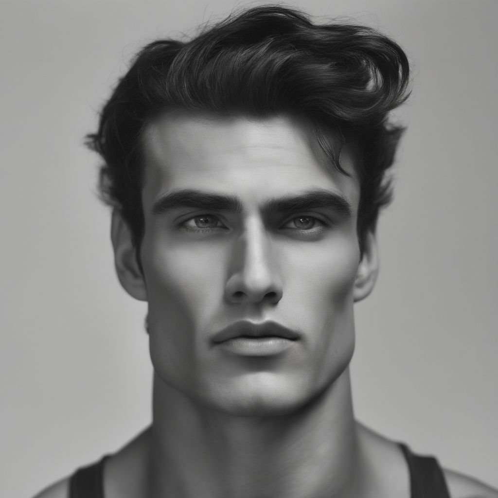 A man with a chiseled face and a big jawline with a, Stable Diffusion