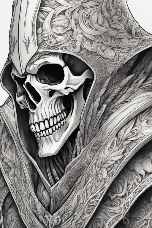 grim reaper with wings drawings in pencil