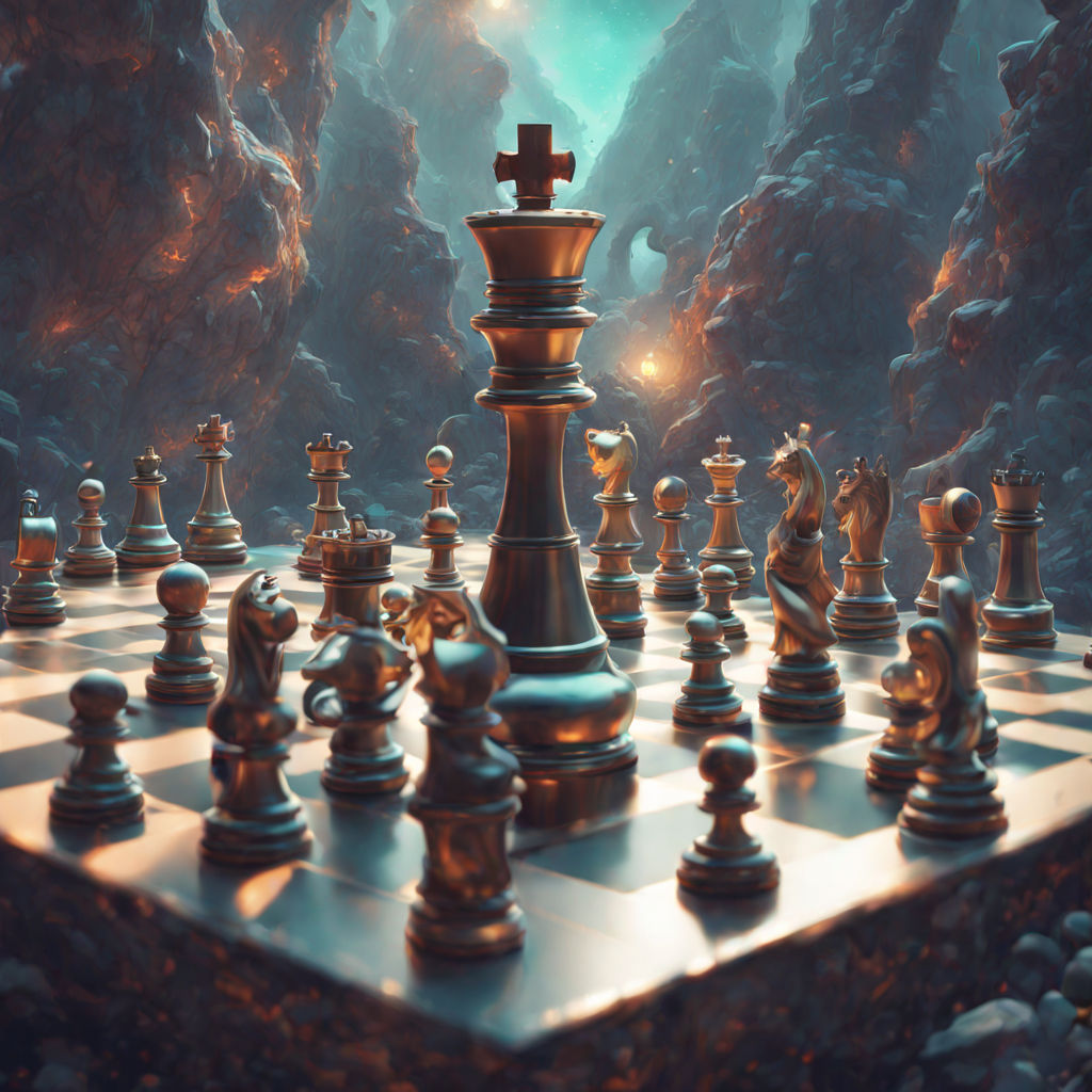 Wooden King on Chess Board Game Fantasy Pieces Photo Wallpaper