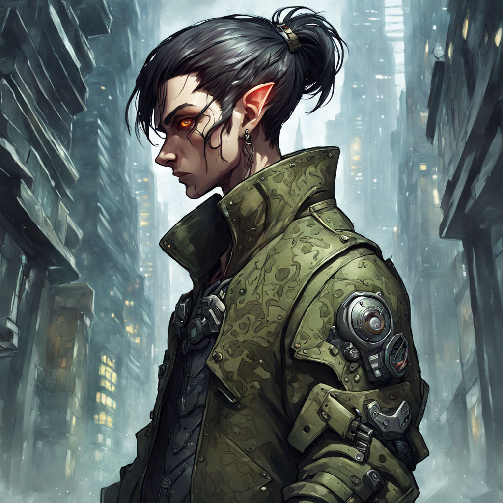 shadowrun; male; elf; punk ganger, mohawk  Shadowrun, Cyberpunk rpg, Sci  fi character art