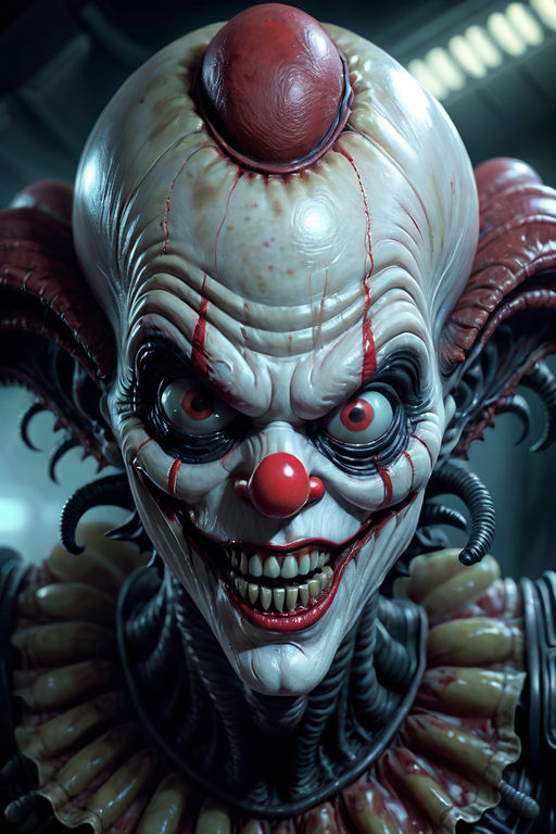 Scary Clown Face. Clown Mutant. Horror Movie Character. Close-up View.  AI-generated Stock Illustration - Illustration of portrait, fantasy:  267599996