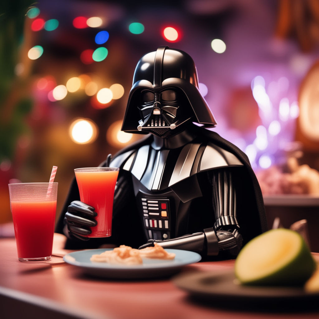 darth vader sitting alone drinking tea - Playground