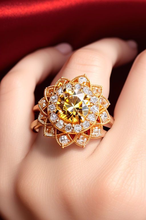 Flower Shaped Gemstone and Diamond Ring in 14K Yellow Gold – Roxx Fine  Jewelry