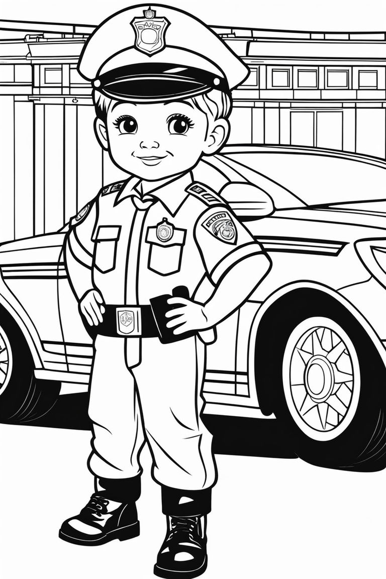 Educational Puzzle Game for kids. Find correct shadow. Police car. Coloring  Page Outline Of cartoon policeman with car. Coloring book for children.  Stock Vector by ©Oleon17 318453478