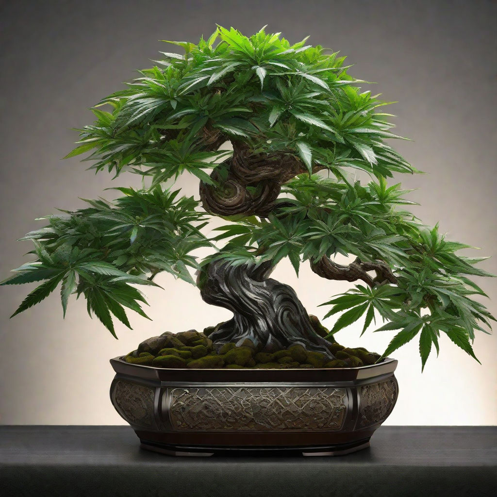 Cannabonsai - Bonsai Tree, Cannabis Plant, Surreal Zen Garden, Glowing  Bonsai Art, Abstract Design, Trippy - Cherry Blossom Tree - Sticker