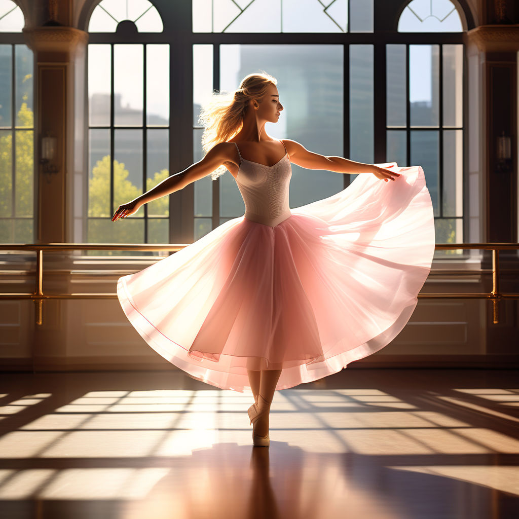 Dancing Ballerina.Pink Ballet Tutu.Blonde Hair Girl Blue Eyes