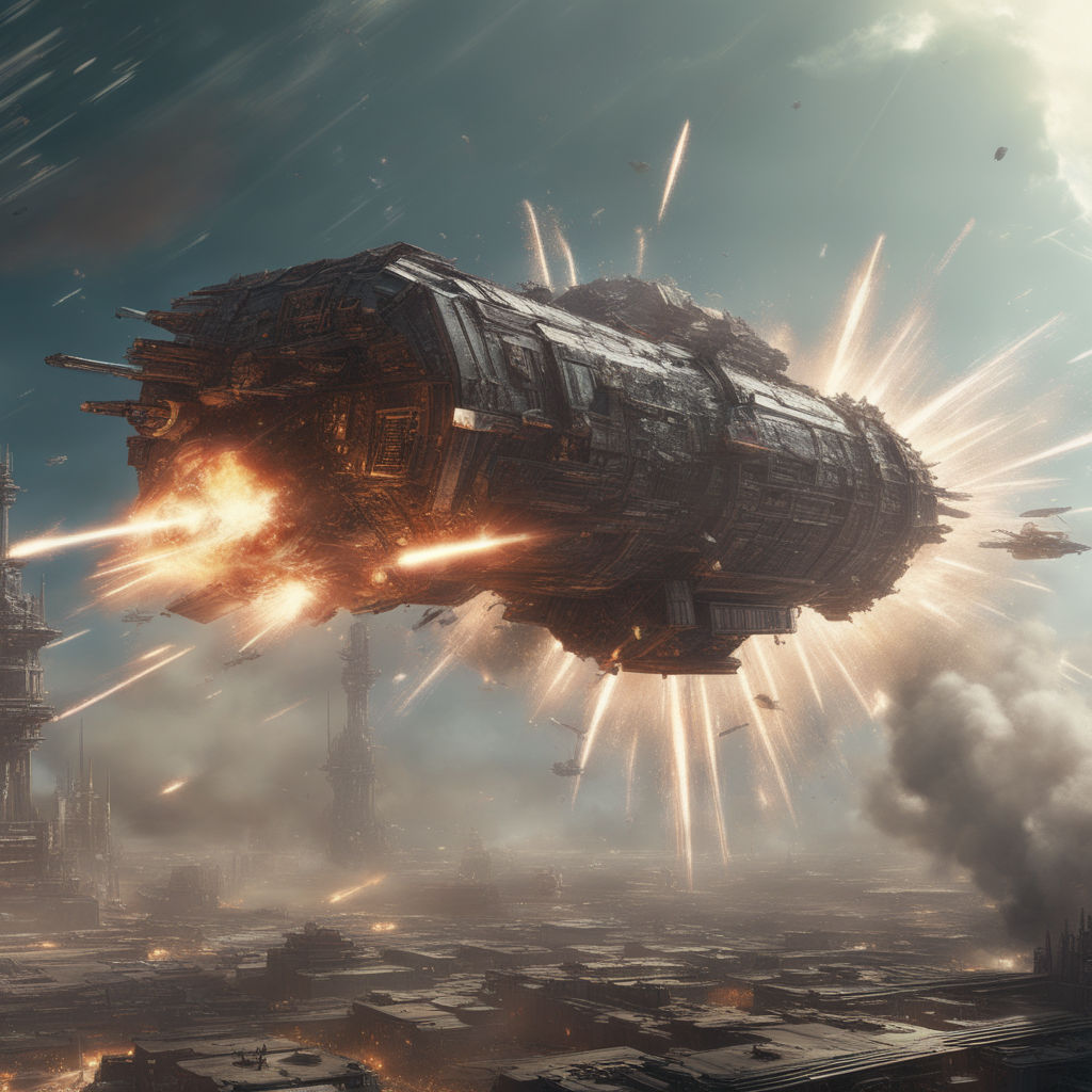 featuring colossal battleships from distant worlds engaged in an epic  interstellar war. The scene captures the iconic space opera essence -  Playground