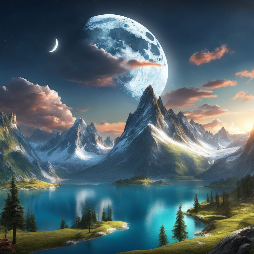 moon mountain wallpaper hd