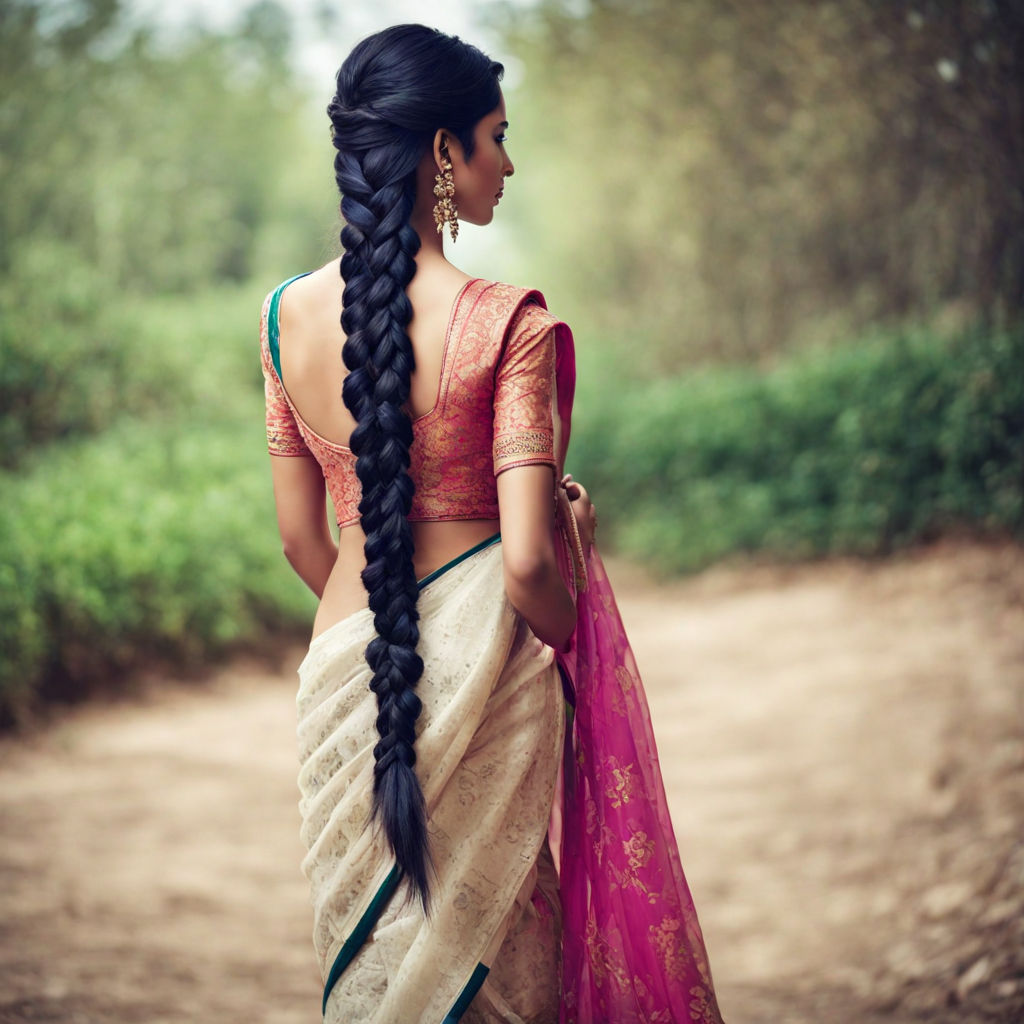 Full length portrait of Indian woman in black and gold saree. Side pose  Stock Photo - Alamy