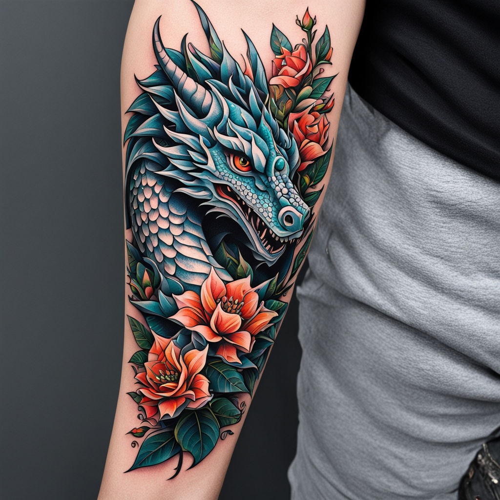 Japanese inspired dragon tattoo on Craiyon