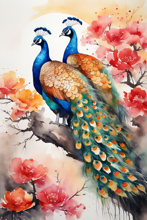 Buy Realistic Peacock Portrait (ARTOHOLIC) Handmade Painting by ARTOHOLIC.  Code:ART_3319_58336 - Paintings for Sale online in India.