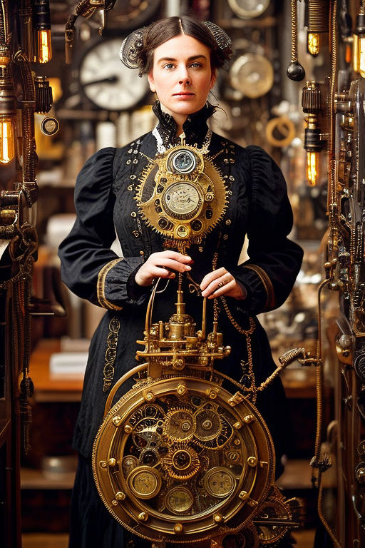 Hyper Realistic Steampunk Lady in a Big Victorian Dress · Creative