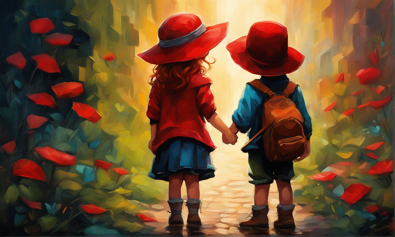 little girls holding hands painting