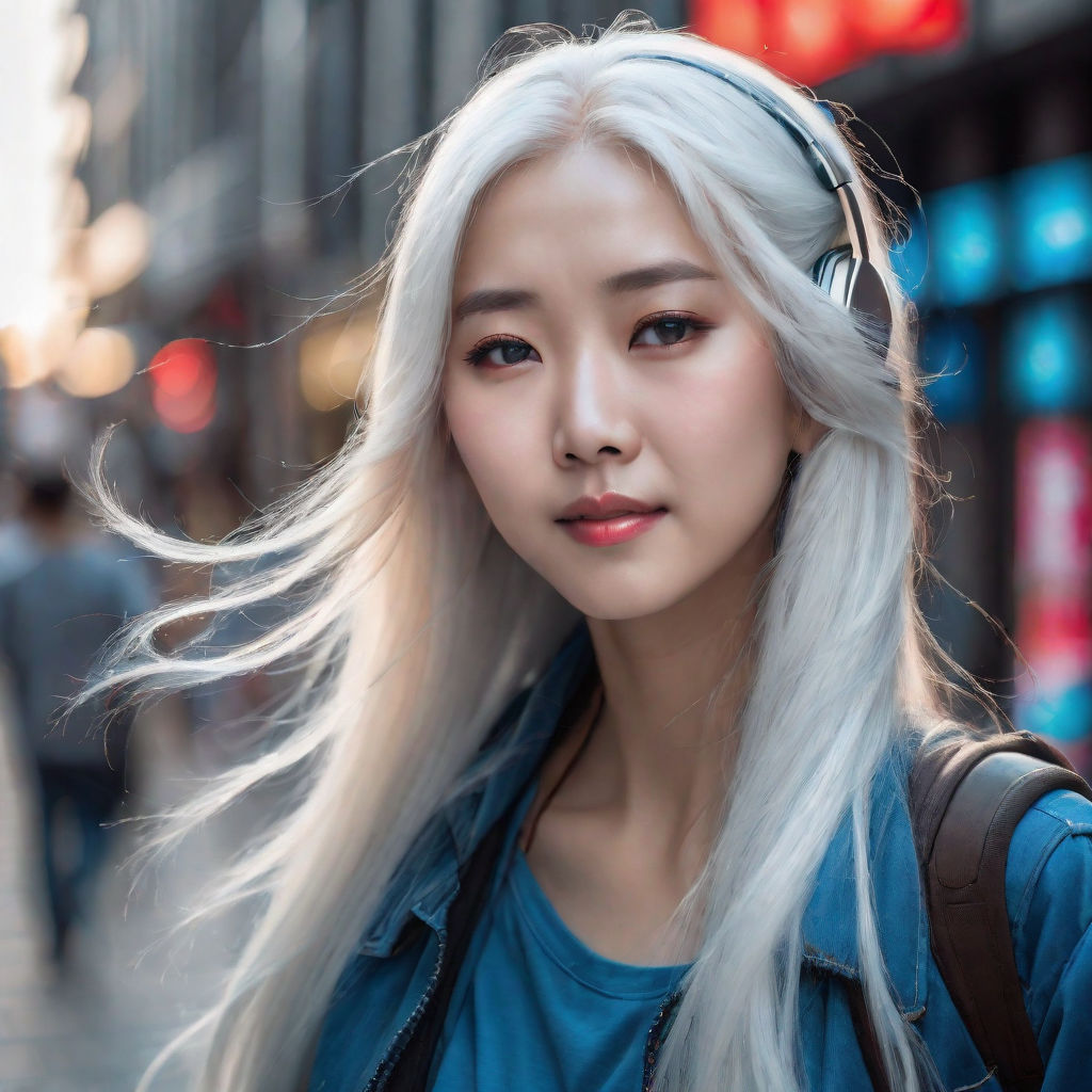 Anime Girl With Blue Eyes And White Hair That Walks With