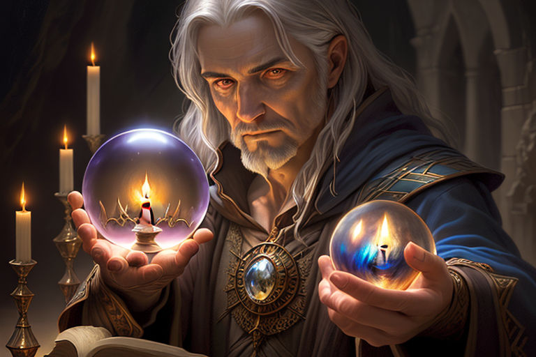 wizard holding crystal ball