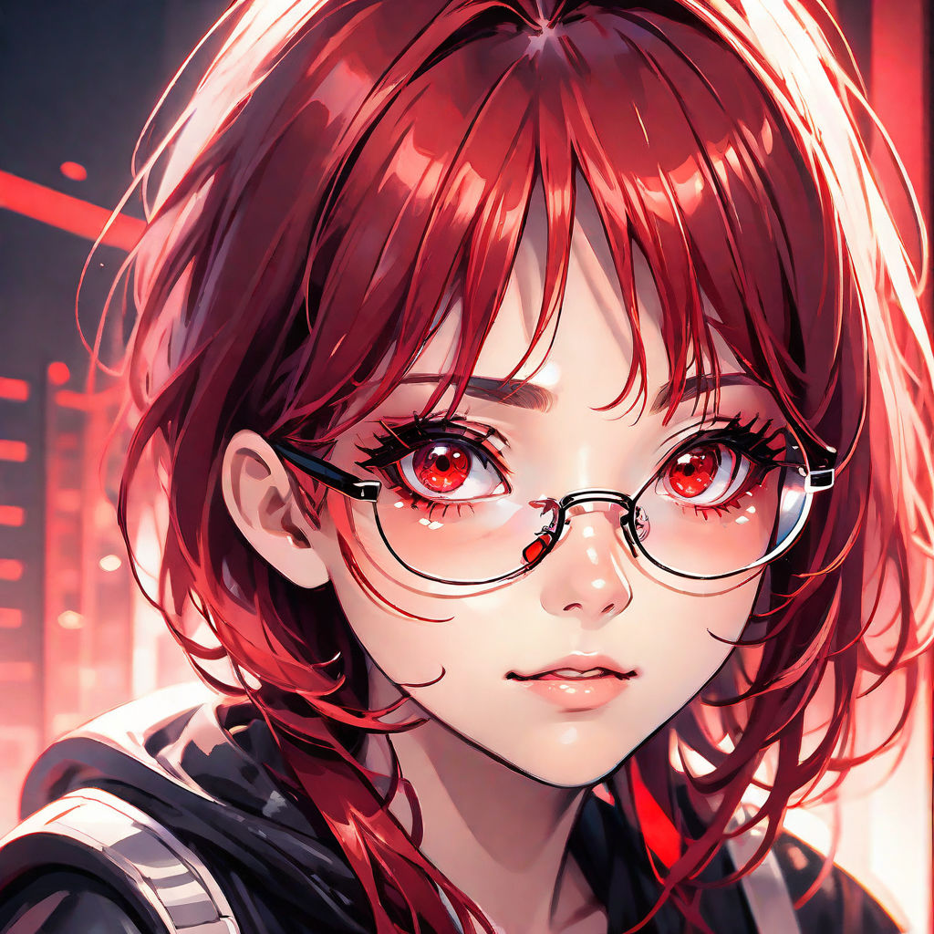 red glasses anime