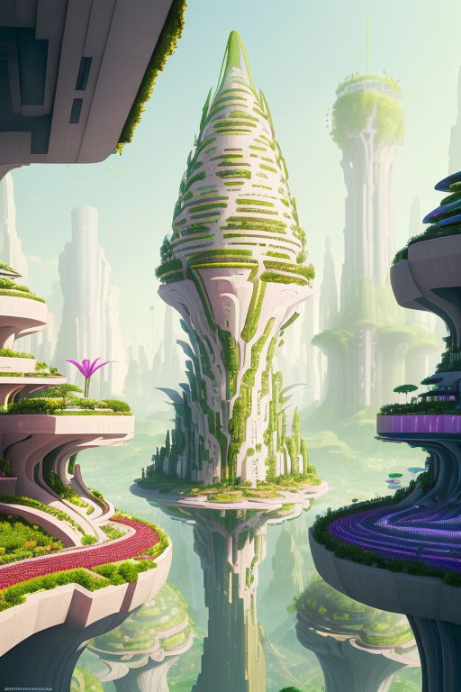 organic solarpunk art nouveau city - Playground