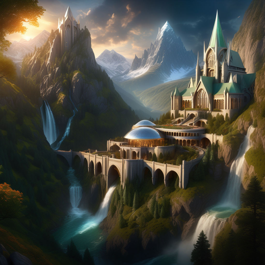 minas tirith, mountains, art deco, sense of awe, eerie