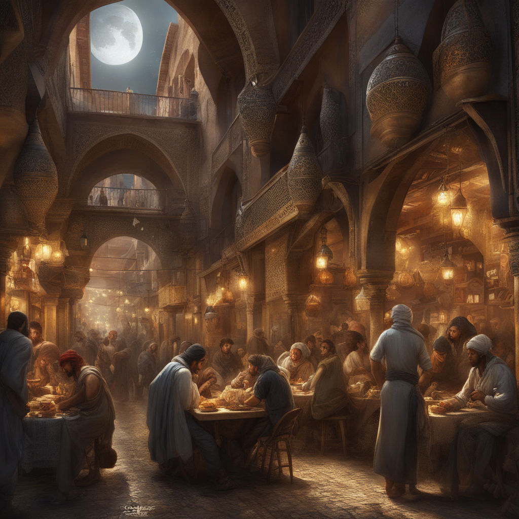 Interior of a crowded fantasy medieval night club,, Stable Diffusion