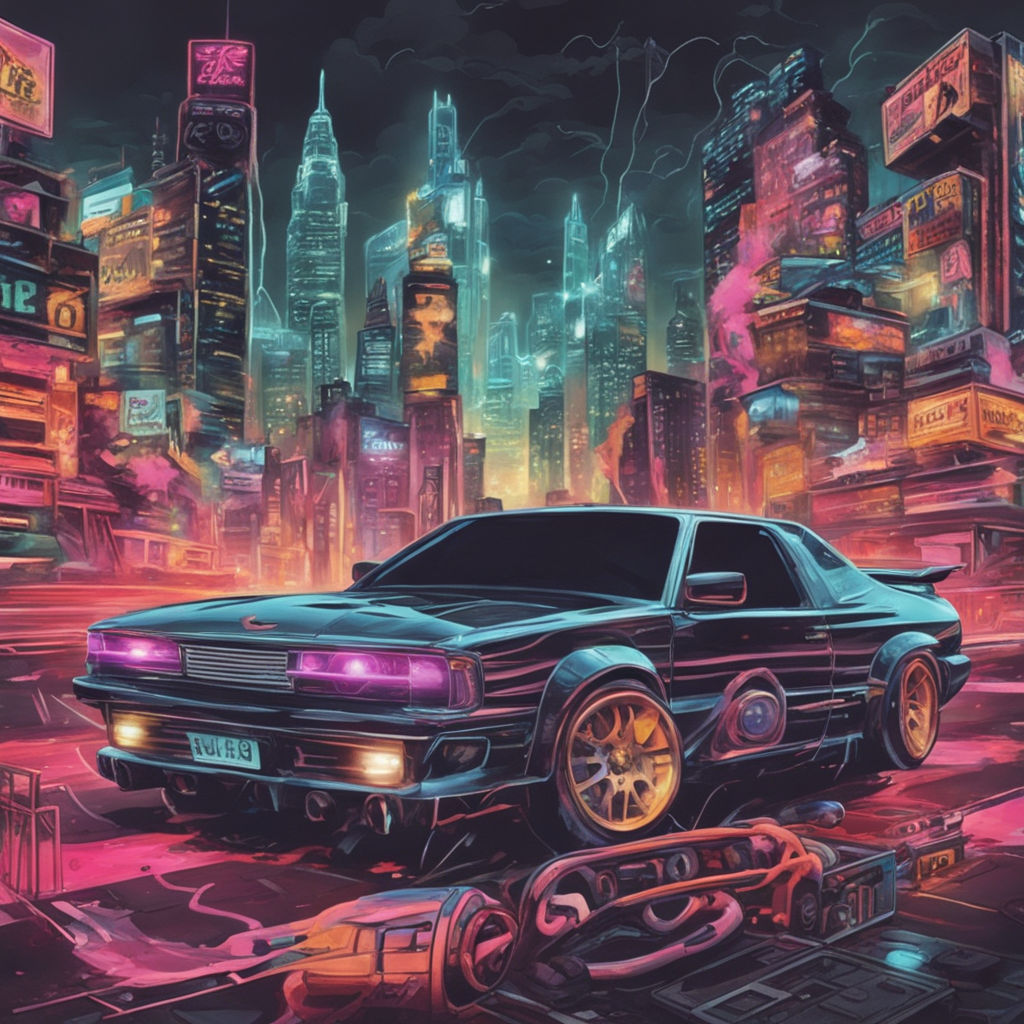 Cyberpunk 2077 #synthwave #car digital art #vehicle futuristic