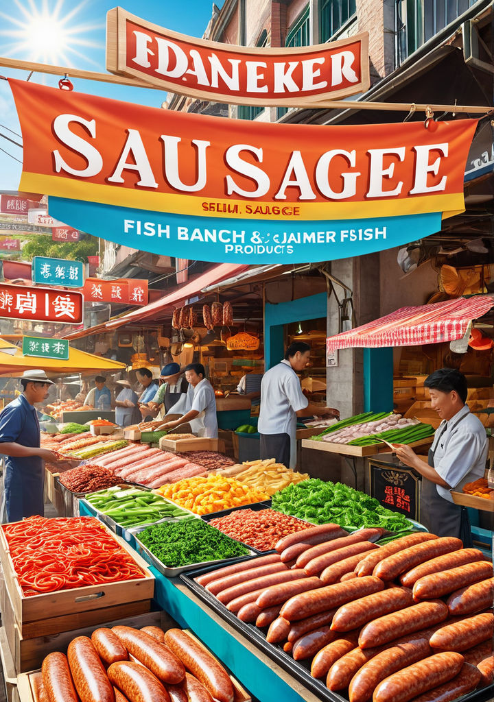 banner design panoramic strict style meat products sausages real -  Playground