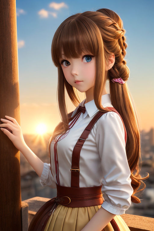 Lexica - Anime girl with brown hair and brown eyes and round glasses,  cyberpunk room landscape on the background, deep bokeh, close-up, anime  masterp...