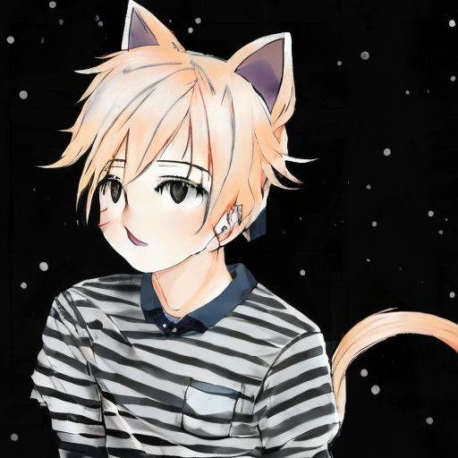 anime boy with white cat ears