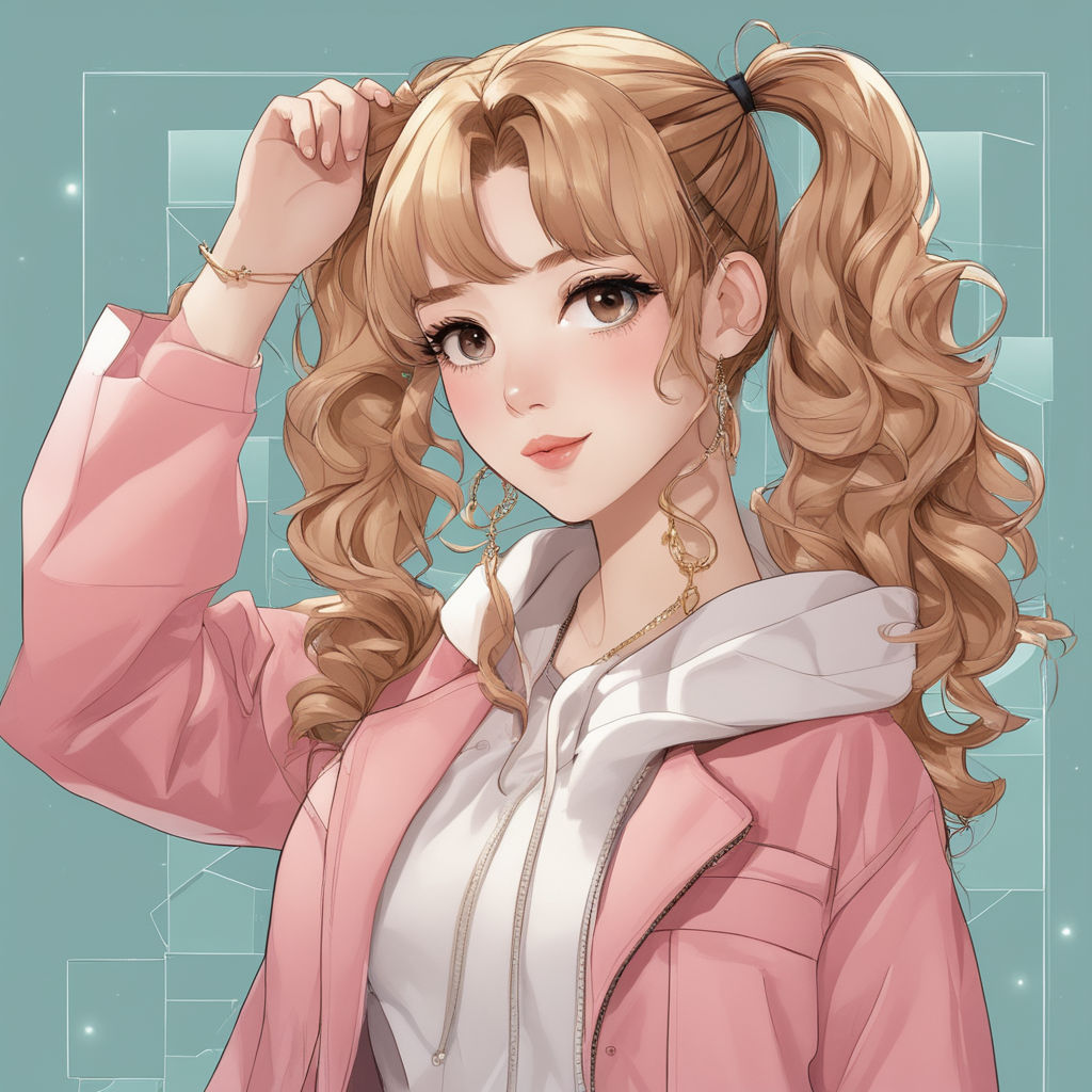 Beautiful Curly Pigtails Anime Girl | Poster