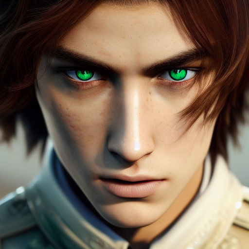 ArtStation - green eyes anime boy