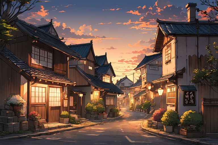 Premium Photo | Stock photo of an image of anime forest village at night