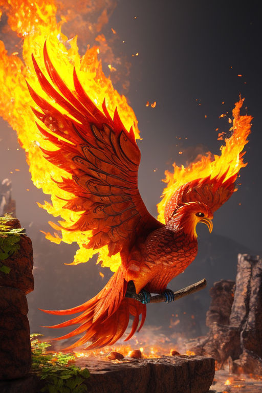 Feathers and Fire - Fabled Phoenix Bird - NeatoShop