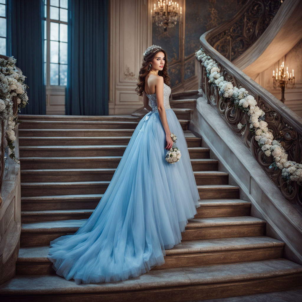 Sky Blue Tulle Gown – House of Yiko