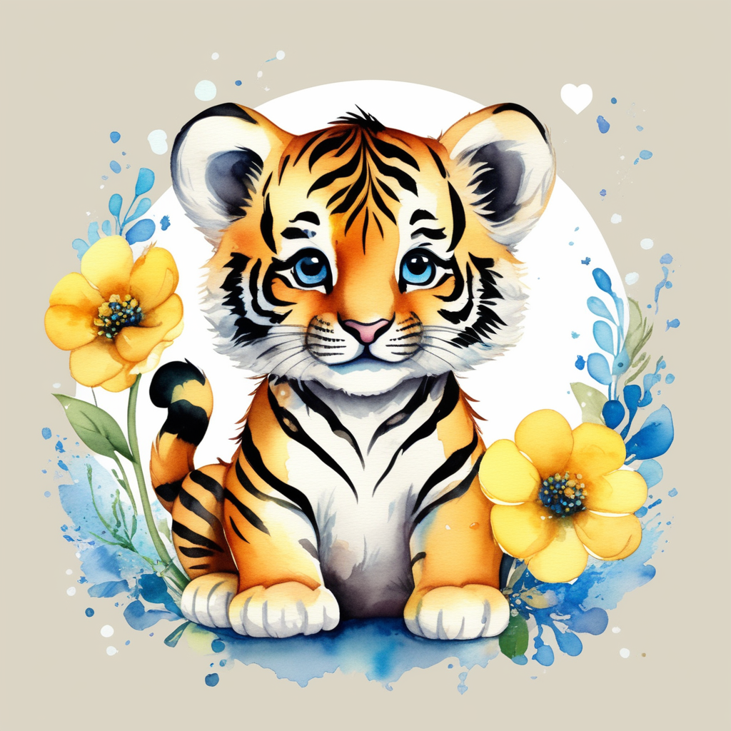 Cute Baby Tiger Illustration 2 Graphic by 1xMerch · Creative Fabrica