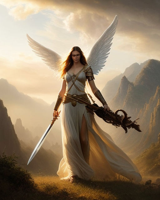 female angel warrior with sword